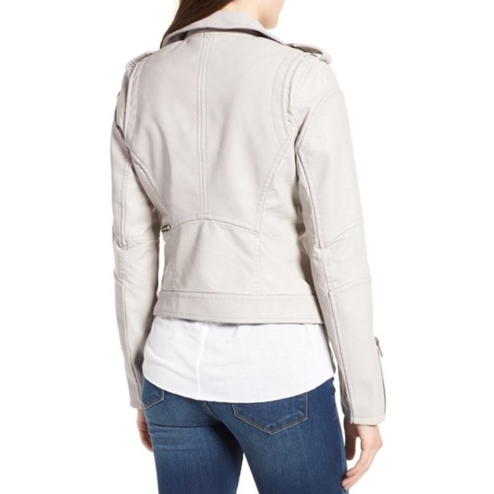 Blank NYC Easy Rider Faux Leather Moto Jacket Dove Gray Size Small - Picture 3 of 13
